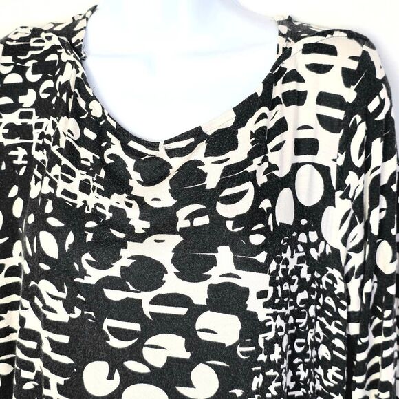 Cupio Black White Abstract Print Tunic Top XL - Picture 2 of 7